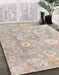 Abstract Khaki Rose Pink Oriental Rug in Family Room, abs4324