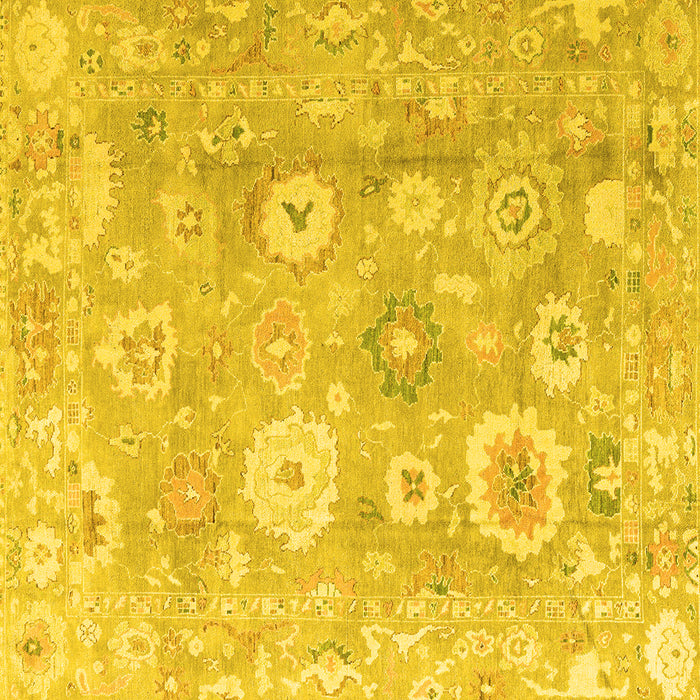 Square Machine Washable Oriental Yellow Traditional Rug, wshabs4324yw