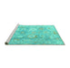 Sideview of Machine Washable Oriental Turquoise Traditional Area Rugs, wshabs4324turq