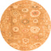 Round Oriental Orange Traditional Rug, abs4324org