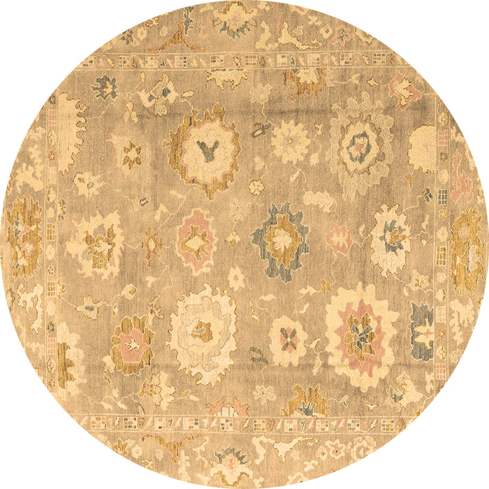 Round Oriental Brown Traditional Rug, abs4324brn
