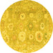 Round Oriental Yellow Traditional Rug, abs4324yw