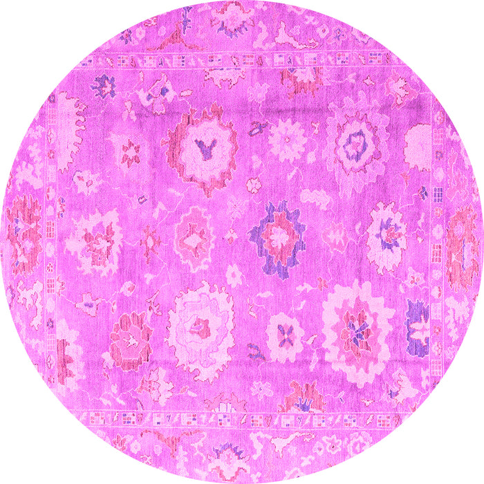 Round Machine Washable Oriental Pink Traditional Rug, wshabs4324pnk