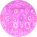 Round Oriental Pink Traditional Rug, abs4324pnk