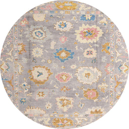 Round Abstract Khaki Rose Pink Oriental Rug, abs4324