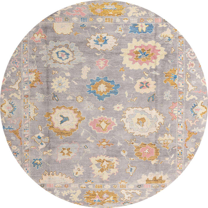 Round Abstract Khaki Rose Pink Oriental Rug, abs4324