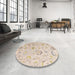 Round Abstract Deep Peach Orange Oriental Rug in a Office, abs4325