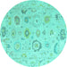 Round Oriental Turquoise Traditional Rug, abs4325turq