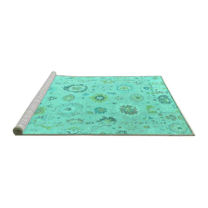Sideview of Machine Washable Oriental Turquoise Traditional Area Rugs, wshabs4325turq