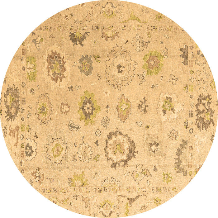 Round Machine Washable Oriental Brown Traditional Rug, wshabs4325brn