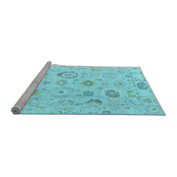 Sideview of Machine Washable Oriental Light Blue Traditional Rug, wshabs4325lblu