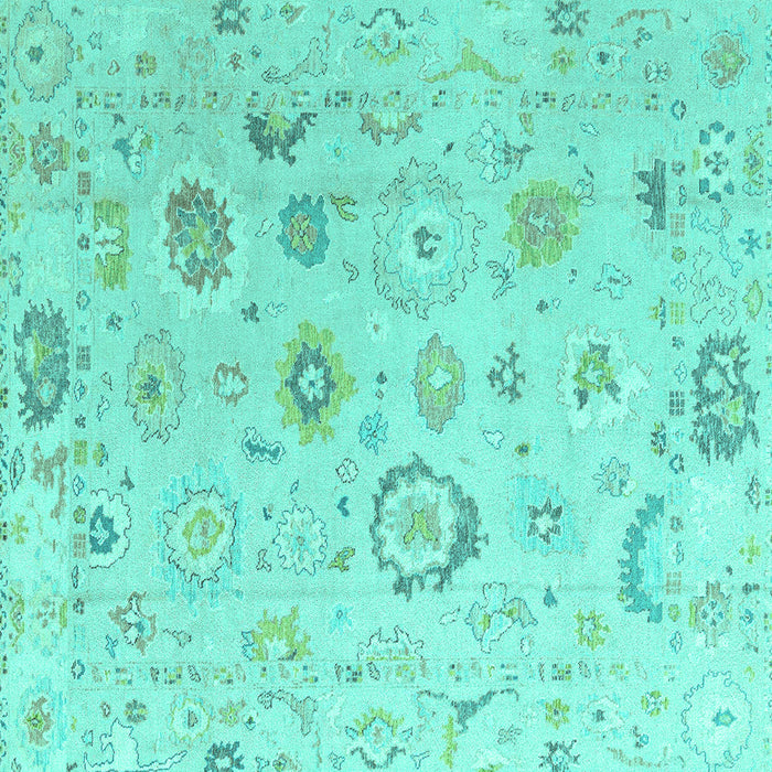 Square Oriental Turquoise Traditional Rug, abs4325turq