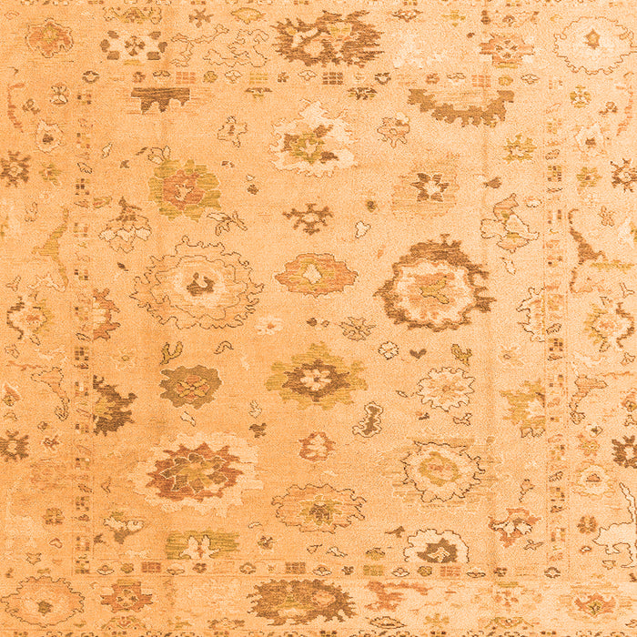 Square Machine Washable Oriental Orange Traditional Area Rugs, wshabs4325org