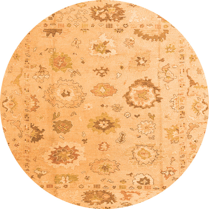Round Oriental Orange Traditional Rug, abs4325org