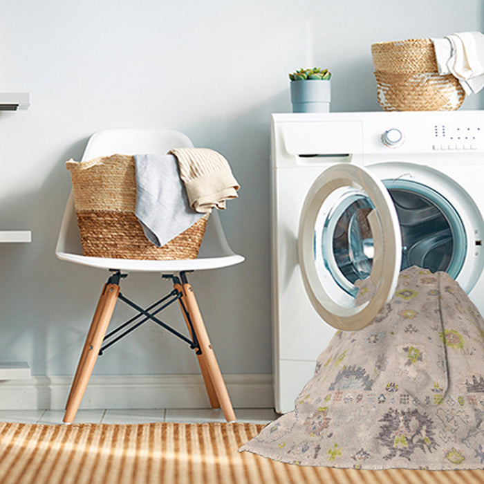 Machine Washable Abstract Deep Peach Orange Rug in a Washing Machine, wshabs4325