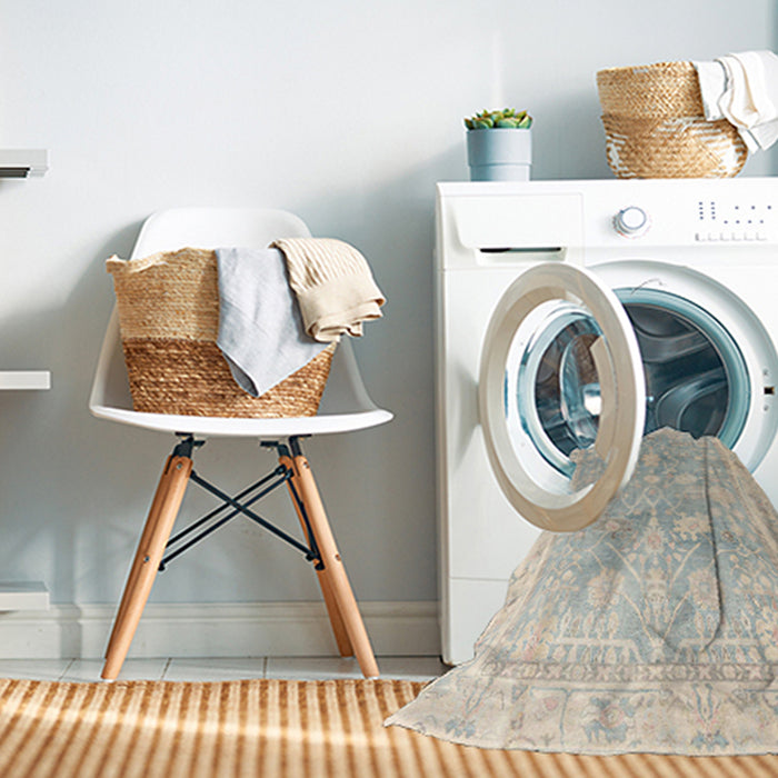 Machine Washable Abstract Sage Green Rug in a Washing Machine, wshabs4326