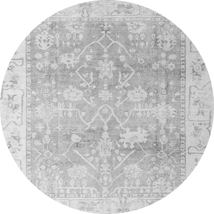 Round Machine Washable Oriental Gray Traditional Rug, wshabs4326gry