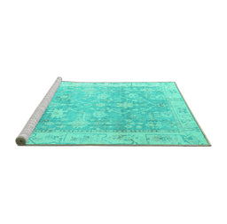 Sideview of Machine Washable Oriental Turquoise Traditional Area Rugs, wshabs4326turq