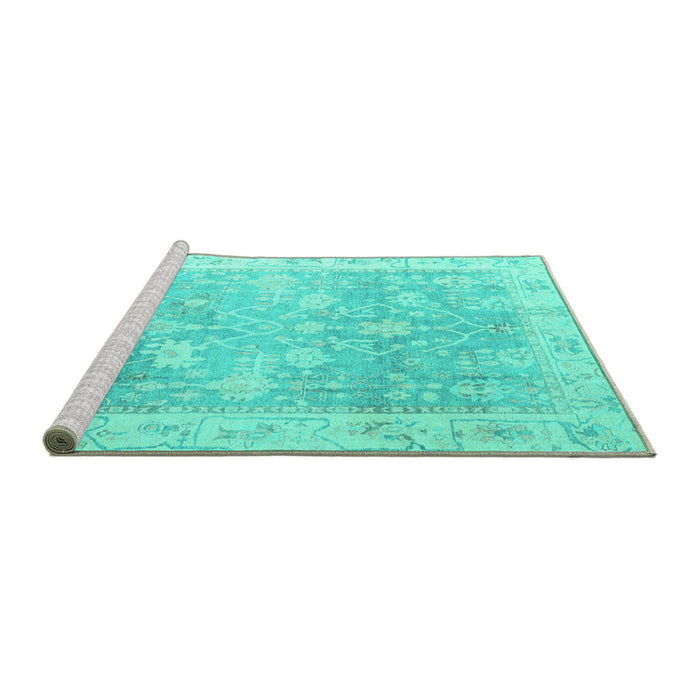 Sideview of Machine Washable Oriental Turquoise Traditional Area Rugs, wshabs4326turq