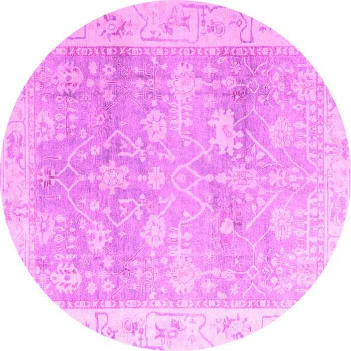 Round Machine Washable Oriental Pink Traditional Rug, wshabs4326pnk