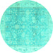 Round Oriental Turquoise Traditional Rug, abs4326turq