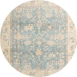 Round Abstract Sage Green Oriental Rug, abs4326