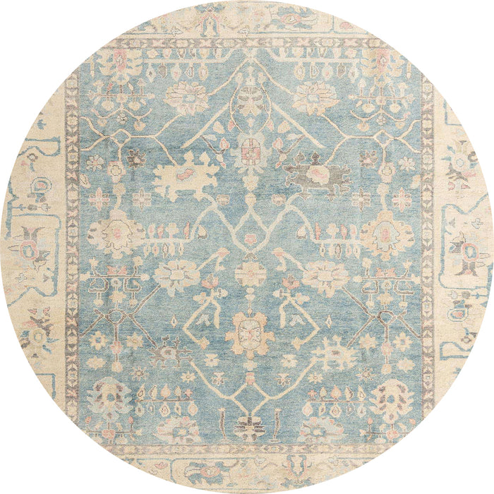 Round Abstract Sage Green Oriental Rug, abs4326