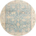 Round Abstract Sage Green Oriental Rug, abs4326