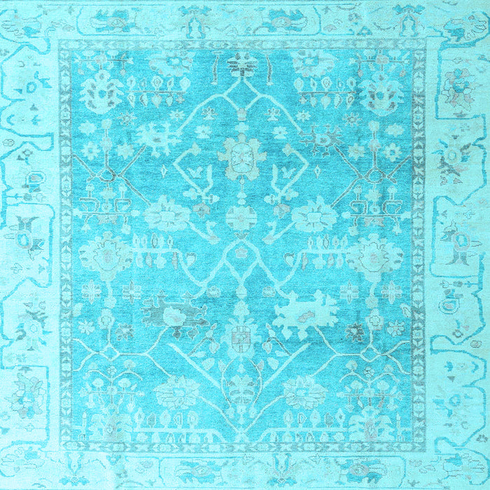 Square Machine Washable Oriental Light Blue Traditional Rug, wshabs4326lblu