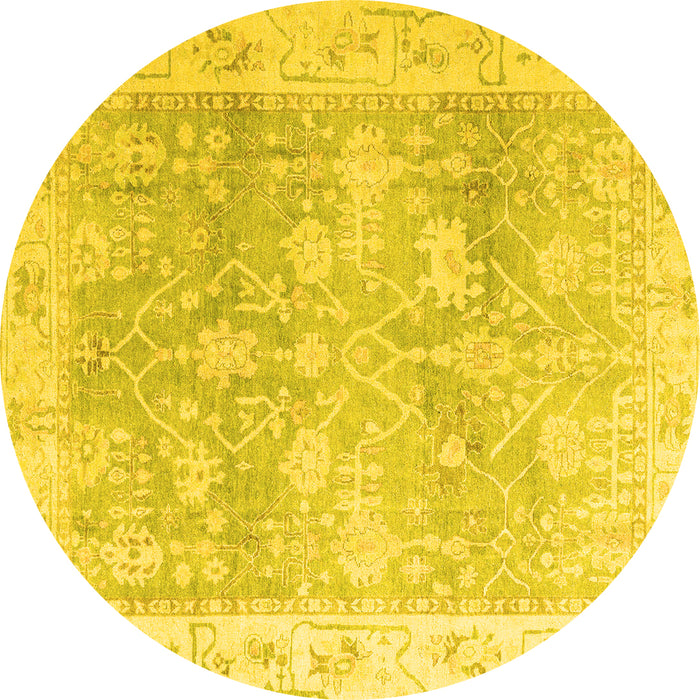 Round Oriental Yellow Traditional Rug, abs4326yw