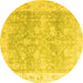 Round Oriental Yellow Traditional Rug, abs4326yw