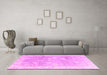 Machine Washable Oriental Pink Traditional Rug in a Living Room, wshabs4326pnk