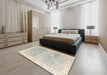 Abstract Sage Green Oriental Rug in a Bedroom, abs4326