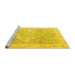 Sideview of Machine Washable Oriental Yellow Traditional Rug, wshabs4326yw