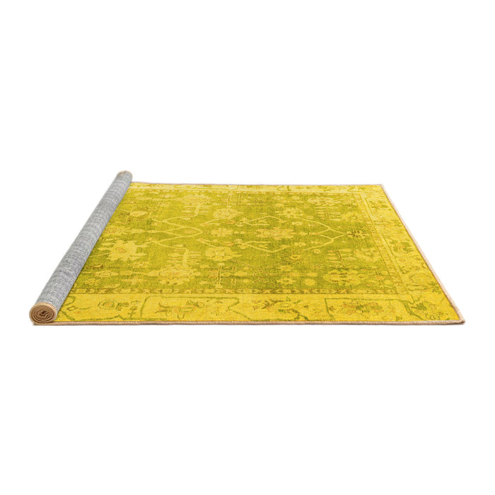 Sideview of Machine Washable Oriental Yellow Traditional Rug, wshabs4326yw
