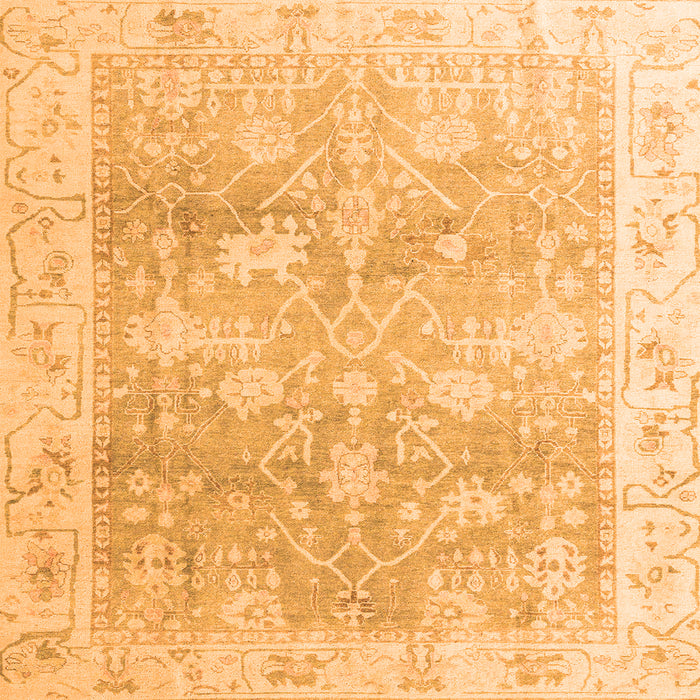 Square Machine Washable Oriental Orange Traditional Area Rugs, wshabs4326org