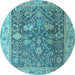 Round Machine Washable Abstract Light Blue Modern Rug, wshabs4327lblu