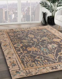 Machine Washable Abstract Brown Sugar Brown Rug in a Family Room, wshabs4327