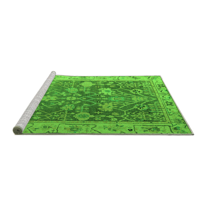Sideview of Machine Washable Abstract Green Modern Area Rugs, wshabs4327grn