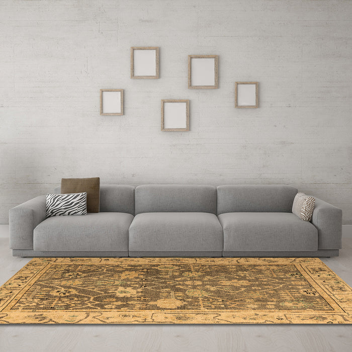 Machine Washable Abstract Brown Modern Rug in a Living Room,, wshabs4327brn