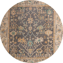 Round Abstract Brown Modern Rug, abs4327