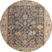 Round Abstract Brown Modern Rug, abs4327