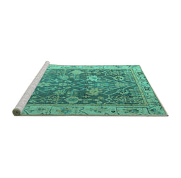 Sideview of Machine Washable Abstract Turquoise Modern Area Rugs, wshabs4327turq