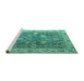 Sideview of Machine Washable Abstract Turquoise Modern Area Rugs, wshabs4327turq