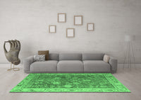 Machine Washable Abstract Emerald Green Modern Rug, wshabs4327emgrn