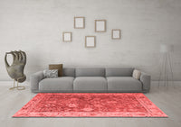 Machine Washable Abstract Red Modern Rug, wshabs4327red