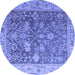 Round Abstract Blue Modern Rug, abs4327blu