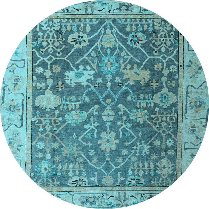 Round Abstract Light Blue Modern Rug, abs4327lblu