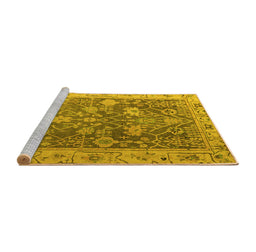 Sideview of Machine Washable Abstract Yellow Modern Rug, wshabs4327yw