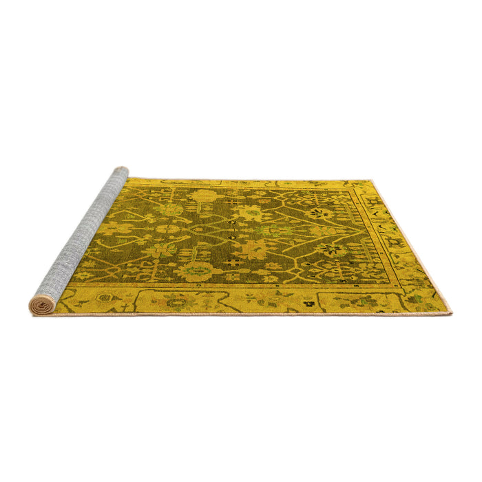 Sideview of Machine Washable Abstract Yellow Modern Rug, wshabs4327yw